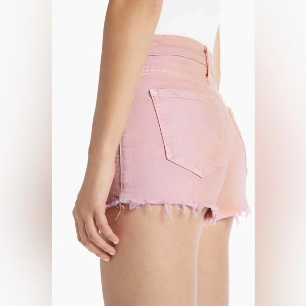 RARE MOTHER NWT The Tomcat Kick Fray Denim Shorts in Into The Midst—26